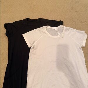 Lululemon Athletica White Striped Tee